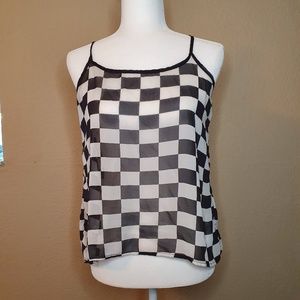 FOREVER 21 Sheer Check Sleeveless Top